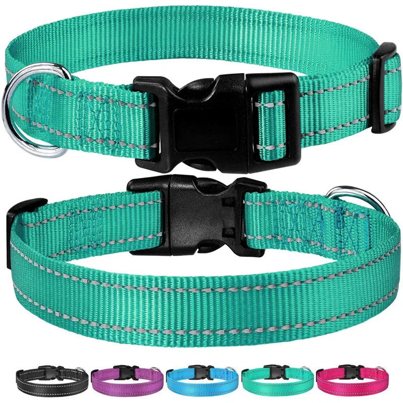 Reflective Dog Collar Strap With Adjustable Safety Nylon Pet Collar.