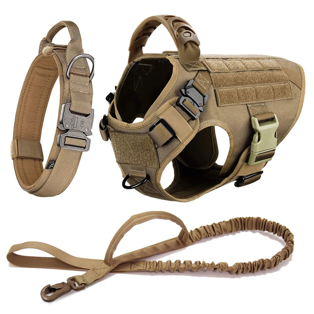 Large Dog Harness Collar Leash Set, Military Dog K9 Harnesses, Pet Tactical Vest Training German Shepherd For Medium Large Dogs