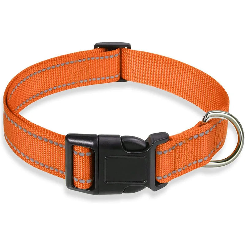 Reflective Dog Collar Strap With Adjustable Safety Nylon Pet Collar.