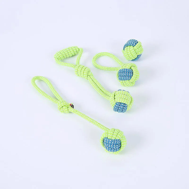 Green Pet Dog Toys, for Large, and Small Dogs. Toy Interactive Cotton Rope, Mini Dog Toys Ball for Dogs, Accessories Toothbrush Chew Puppy Toy.