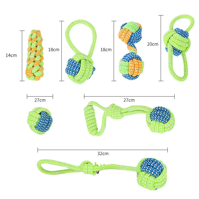 Green Pet Dog Toys, for Large, and Small Dogs. Toy Interactive Cotton Rope, Mini Dog Toys Ball for Dogs, Accessories Toothbrush Chew Puppy Toy.