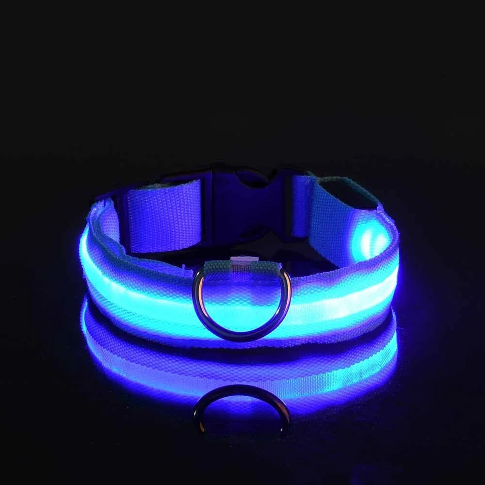 Dog Collar Nylon LED Night Safety Flashing Glow In The Dark Pet Dog collar.