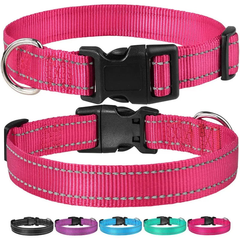 Reflective Dog Collar Strap With Adjustable Safety Nylon Pet Collar.