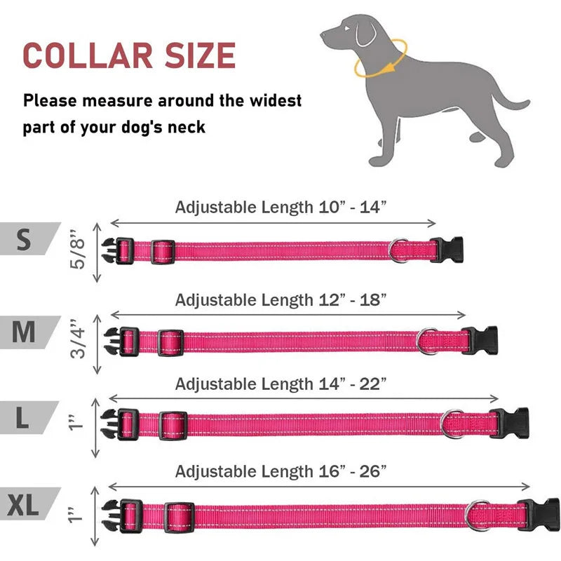 Reflective Dog Collar Strap With Adjustable Safety Nylon Pet Collar.