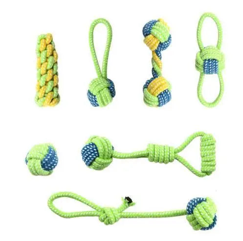 Green Pet Dog Toys, for Large, and Small Dogs. Toy Interactive Cotton Rope, Mini Dog Toys Ball for Dogs, Accessories Toothbrush Chew Puppy Toy.