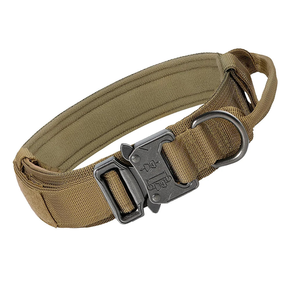 Heavy Duty Tactical Dog Collars with Handle Military K9 Collar with Patch Outdoor Training and Walking for Medium and Large Dogs