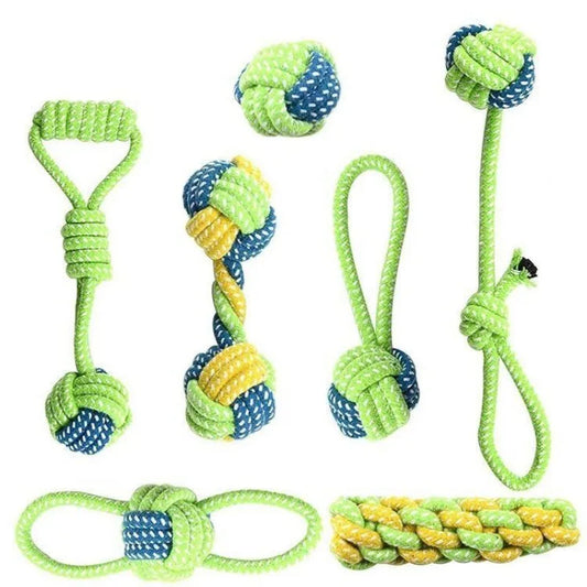 Green Pet Dog Toys, for Large, and Small Dogs. Toy Interactive Cotton Rope, Mini Dog Toys Ball for Dogs, Accessories Toothbrush Chew Puppy Toy.