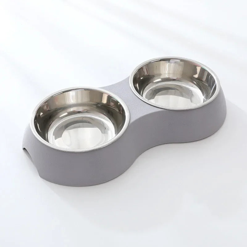 Double Pet Food Bowl Stainless Steel Drinkware.