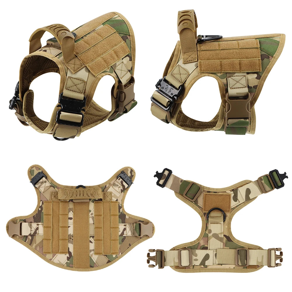 Large Dog Harness Collar Leash Set, Military Dog K9 Harnesses, Pet Tactical Vest Training German Shepherd For Medium Large Dogs