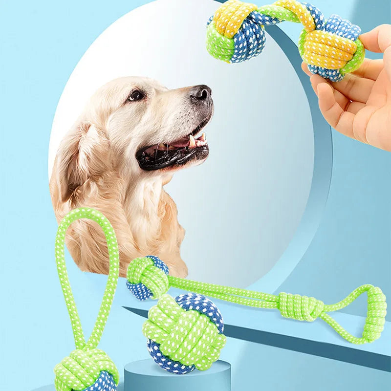 Green Pet Dog Toys, for Large, and Small Dogs. Toy Interactive Cotton Rope, Mini Dog Toys Ball for Dogs, Accessories Toothbrush Chew Puppy Toy.